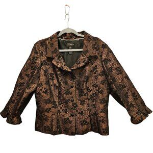 Virgo blazer jacket women 14 floral velvet embossed satin ruffle career formal